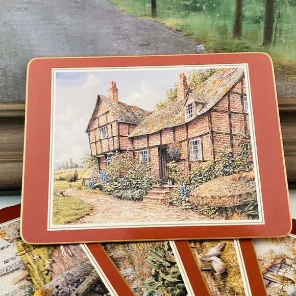 Vintage Cloverleaf Traditional Table Mats Cottages Set Of 6 England Cottagecore - Picture 8 of 15